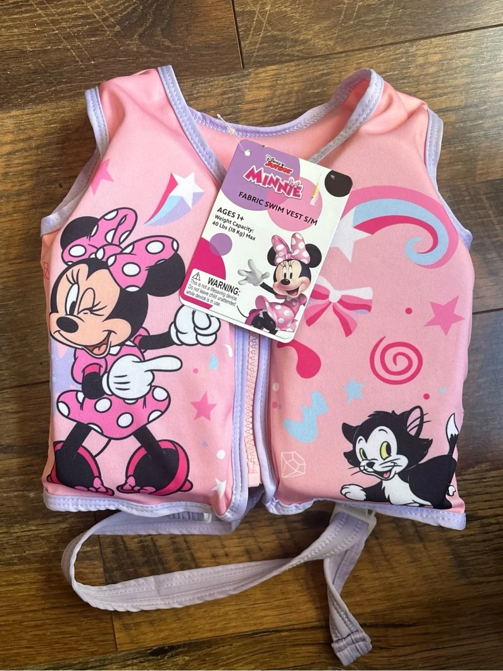 Disney Junior Minnie Mouse best way swim vest size S/M—NWT